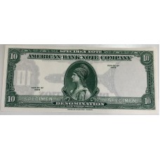 UNITED STATES OF AMERICA 1929 . TEN 10 DOLLARS BANKNOTE . SPECIMEN / ERROR